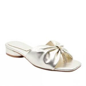 NEW KOKO + PALENKI women's tara metallic slide sandal in gold